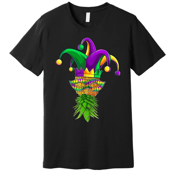 Upside Down Pineapple Mask Mardi Gras Premium T-Shirt