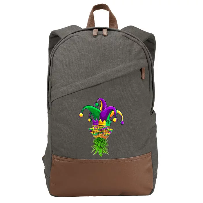 Upside Down Pineapple Mask Mardi Gras Cotton Canvas Backpack