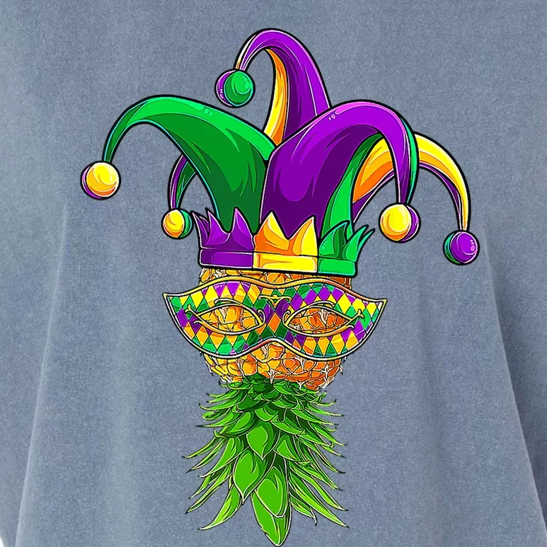 Upside Down Pineapple Mask Mardi Gras Garment-Dyed Women's Muscle Tee