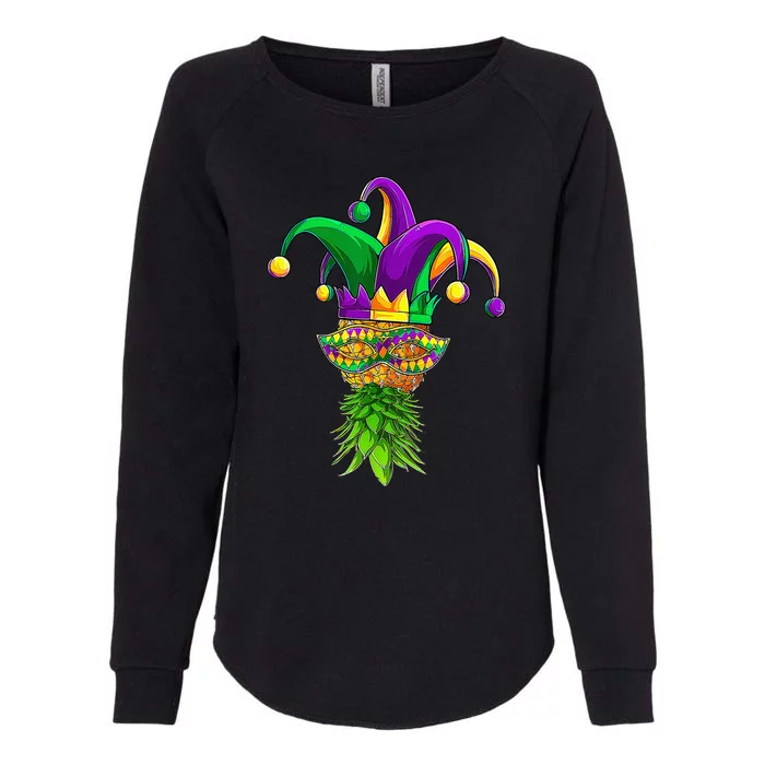 Upside Down Pineapple Mask Mardi Gras Womens California Wash Sweatshirt