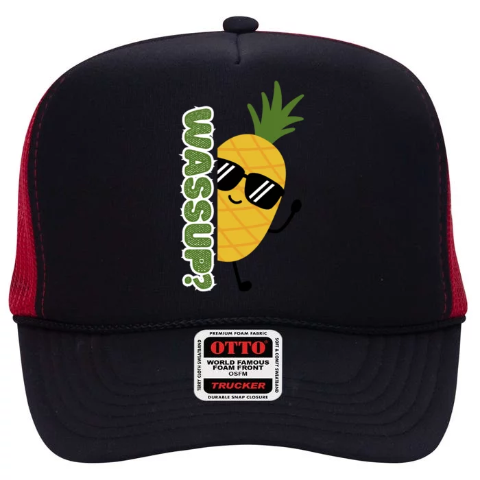 Upside Down Pineapple High Crown Mesh Trucker Hat