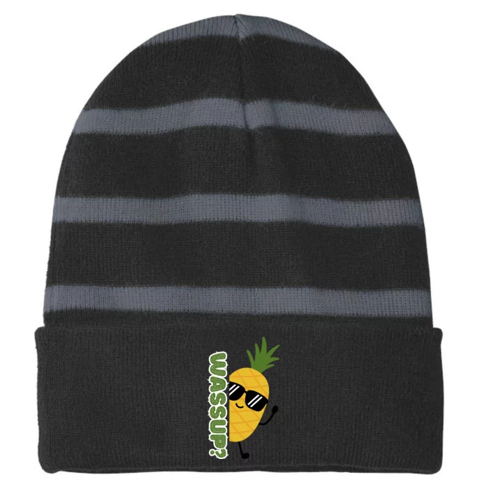 Upside Down Pineapple Striped Beanie with Solid Band