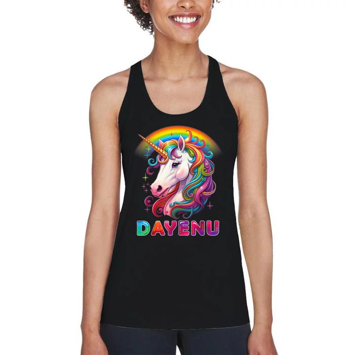 Unicorn Dayenu Passover Matzah Four Cups Women's Racerback Tank