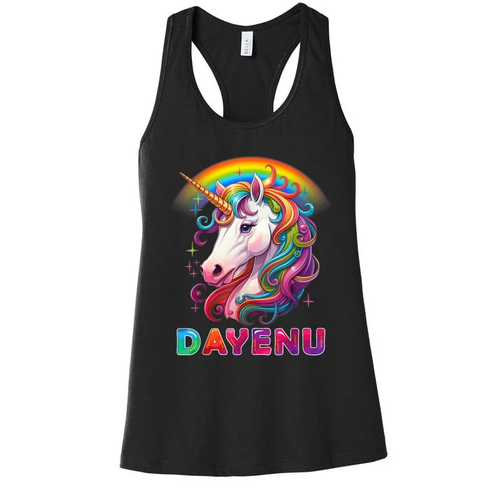 Unicorn Dayenu Passover Matzah Four Cups Women's Racerback Tank