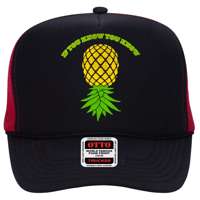 Upside Down Pineapple Gift Sharing Swinger Great Gift High Crown Mesh Trucker Hat