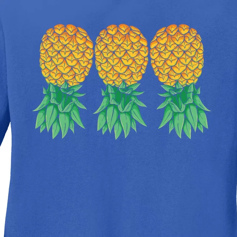 Upside Down Pineapples Gift Polyamory And Polyamorous Cute Gift Ladies Long Sleeve Shirt