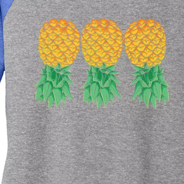 Upside Down Pineapples Gift Polyamory And Polyamorous Cute Gift Women's Tri-Blend 3/4-Sleeve Raglan Shirt