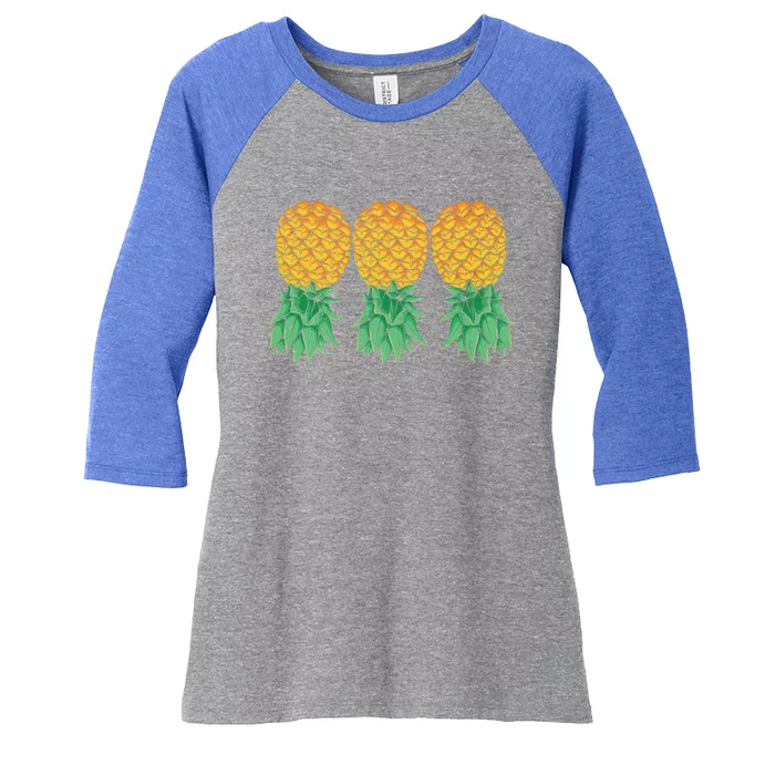 Upside Down Pineapples Gift Polyamory And Polyamorous Cute Gift Women's Tri-Blend 3/4-Sleeve Raglan Shirt