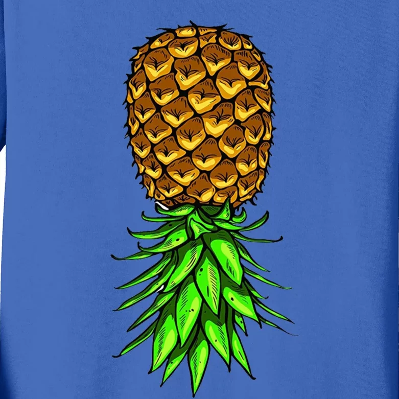 Upside Down Pineapple Gift Tropical Swinger Party Gift Kids Long Sleeve Shirt