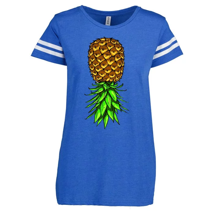 Upside Down Pineapple Gift Tropical Swinger Party Gift Enza Ladies Jersey Football T-Shirt