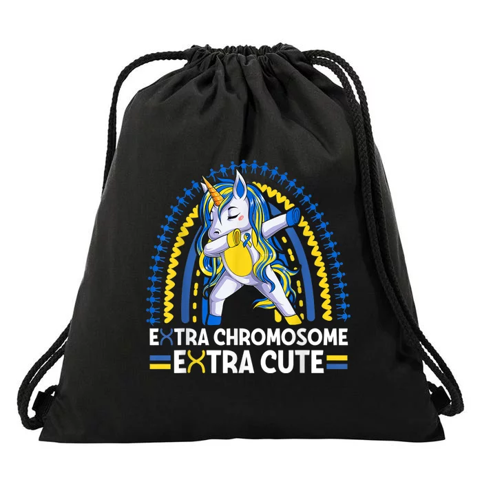 Unicorn Down Syndrome Awareness  Extra Chromosome Extra Cute Drawstring Bag