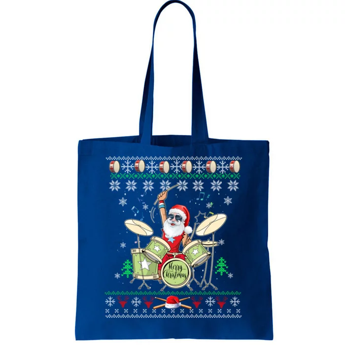 Ugly Drumming Santa Player Drums Funny Drummer Christmas Gift Tote Bag