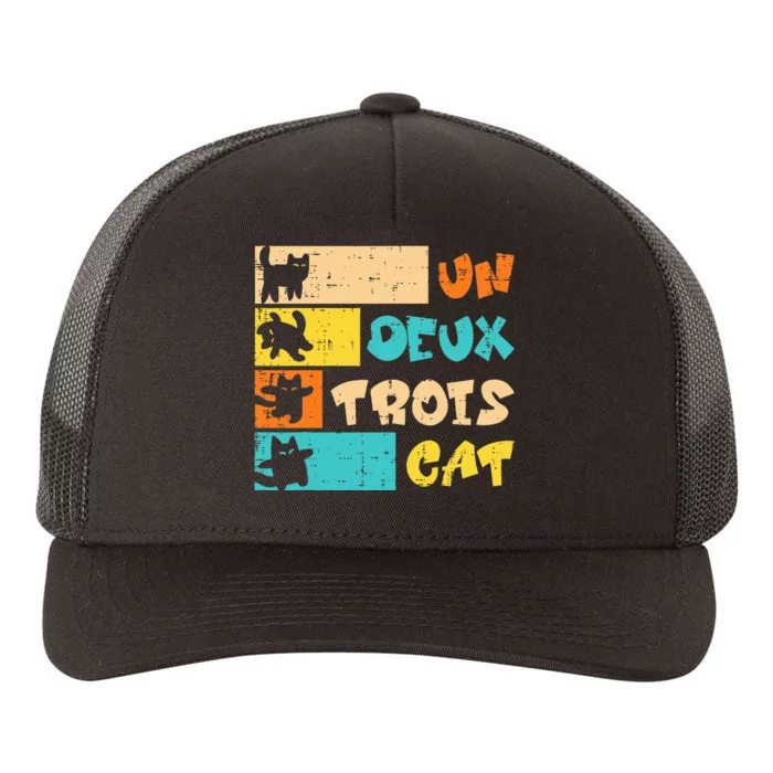 Un Deux Trois Cat French Yupoong Adult 5-Panel Trucker Hat