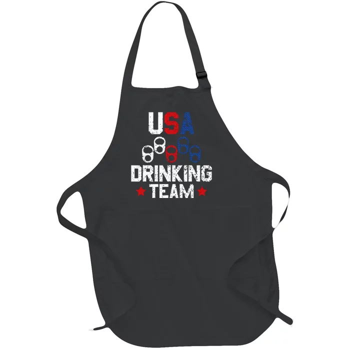 Usa Drinking Team Flag Full-Length Apron With Pocket