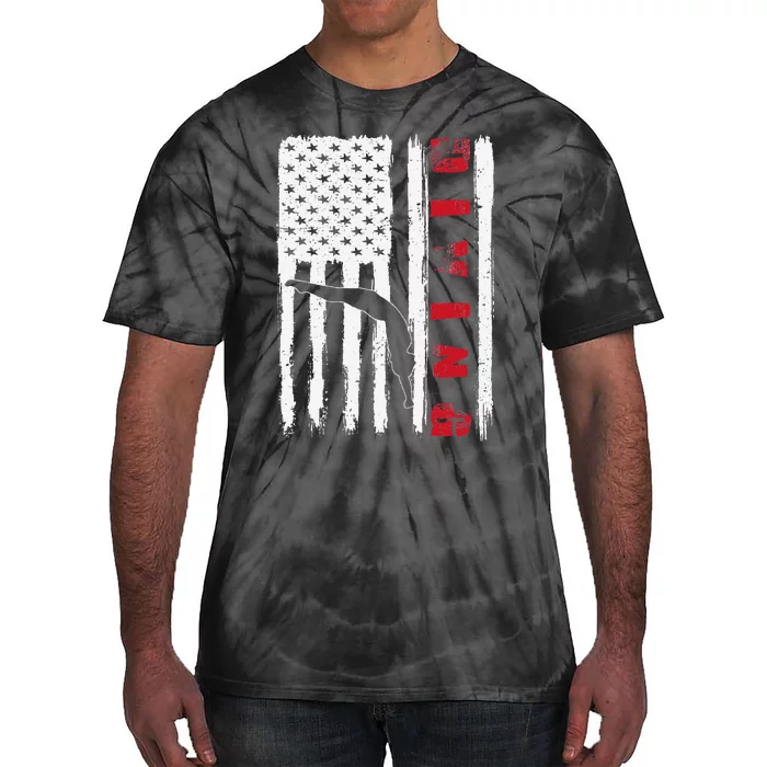 Usa Diving Team American Flag Us Diving Diver Tie-Dye T-Shirt