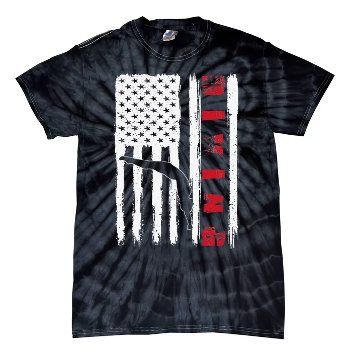 Usa Diving Team American Flag Us Diving Diver Tie-Dye T-Shirt