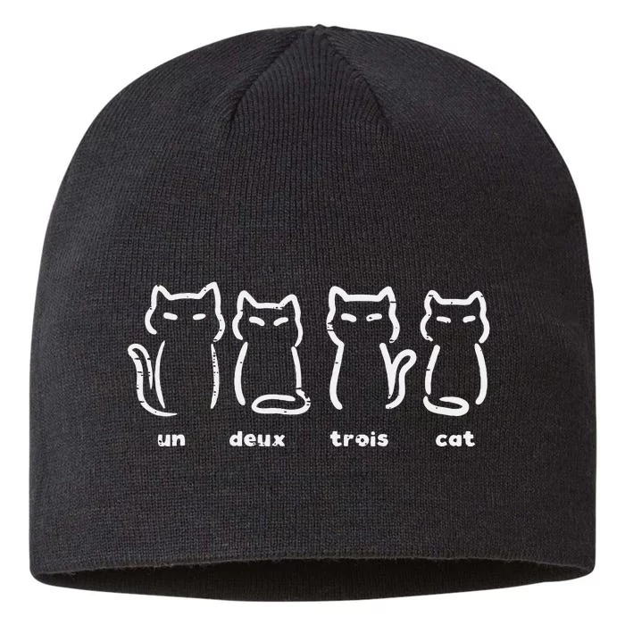 Un Deux Trois Cat Funny French Pun 8 1/2in Sustainable Knit Beanie