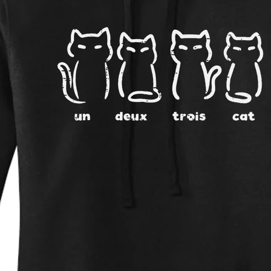 Un Deux Trois Cat Funny French Pun Women's Pullover Hoodie