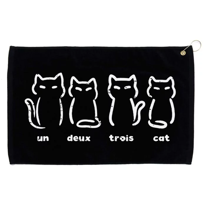 Un Deux Trois Cat Funny French Pun Grommeted Golf Towel