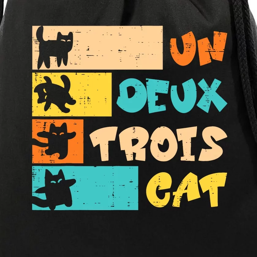 Un Deux Trois Cat French Retro Boy Teen Drawstring Bag