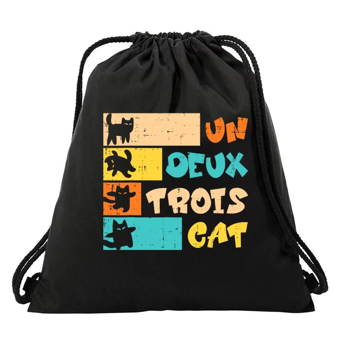 Un Deux Trois Cat French Retro Boy Teen Drawstring Bag