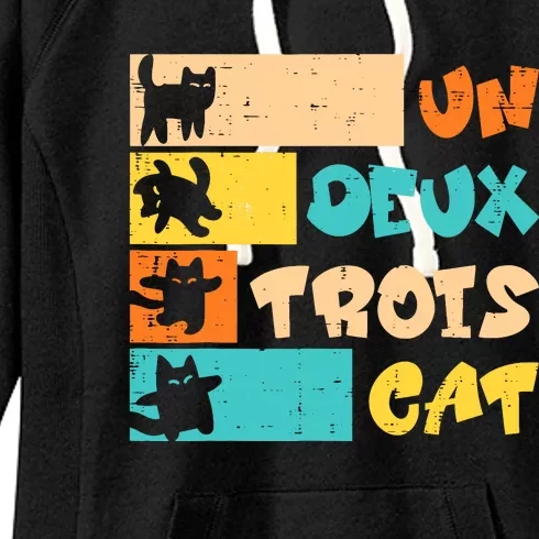 Un Deux Trois Cat French Retro Boy Teen Women's Fleece Hoodie