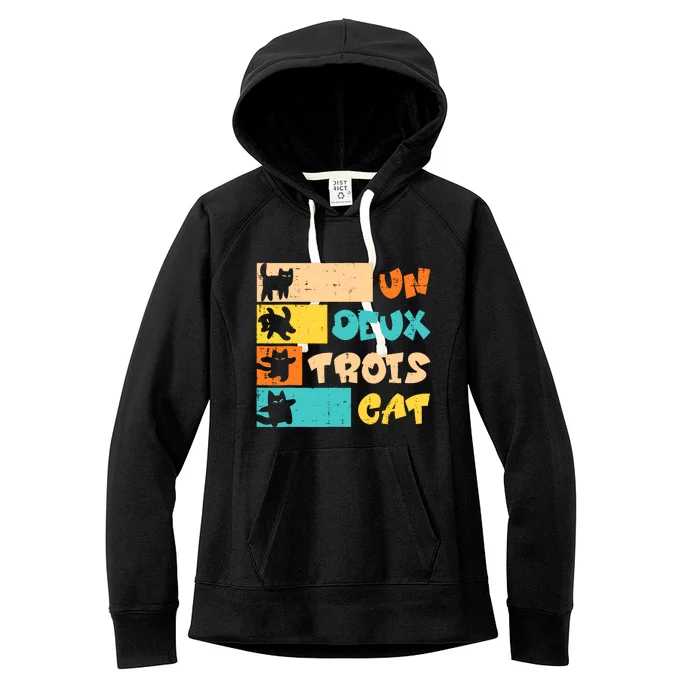 Un Deux Trois Cat French Retro Boy Teen Women's Fleece Hoodie