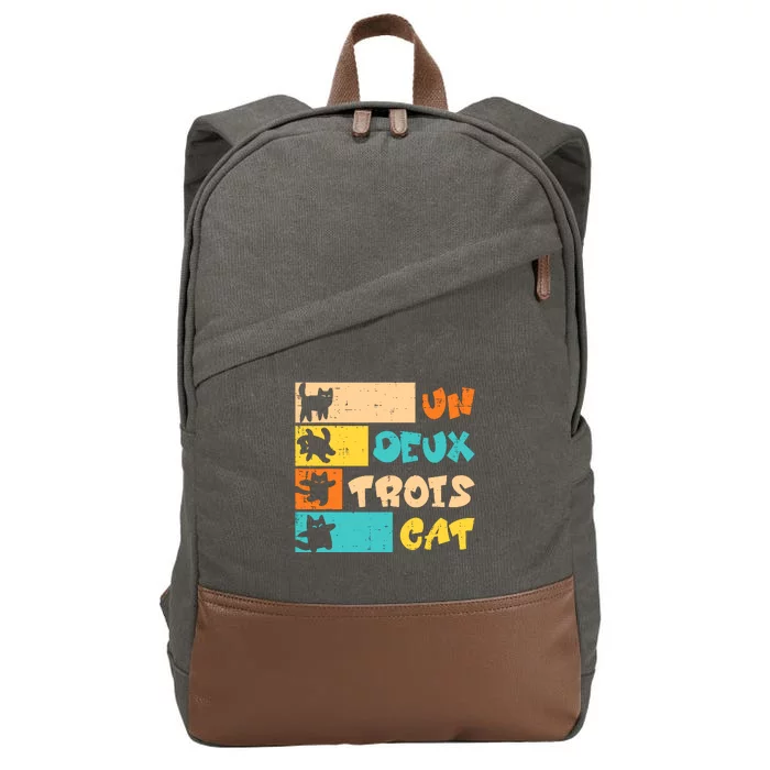 Un Deux Trois Cat French Retro Boy Teen Cotton Canvas Backpack