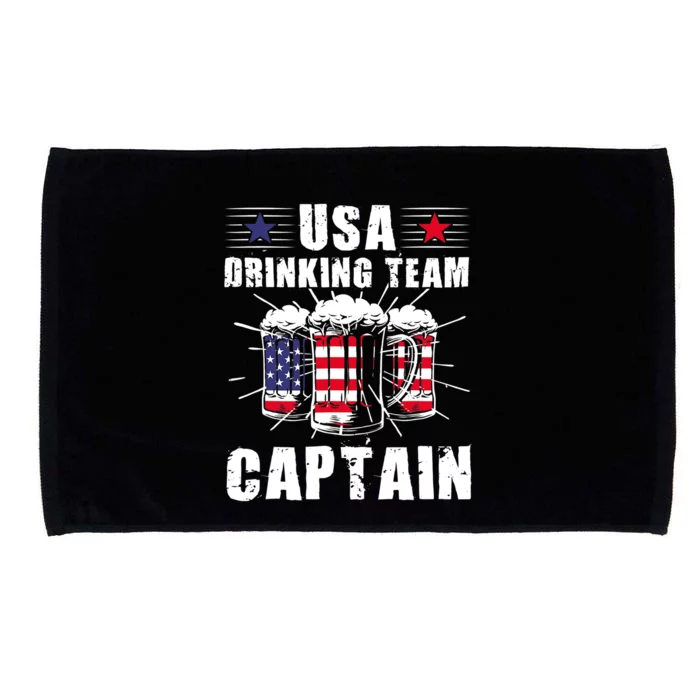 USA Drinking Team Captain 4th Of July Patriotic Funny Microfiber Hand Towel