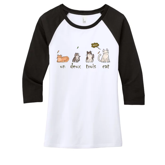 Un Deux Trois Cat Women's Tri-Blend 3/4-Sleeve Raglan Shirt