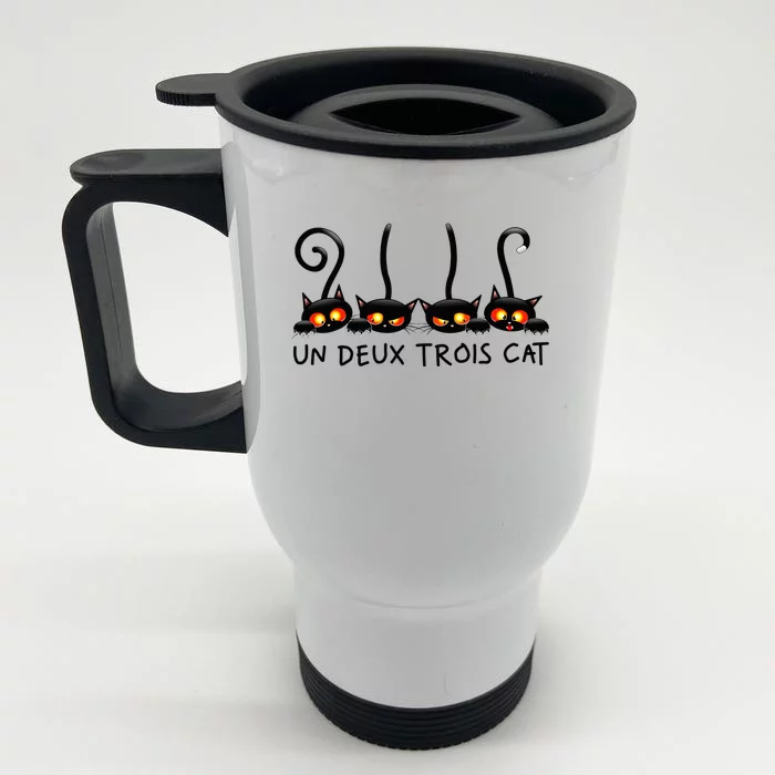 Un Deux Trois Cat Front & Back Stainless Steel Travel Mug