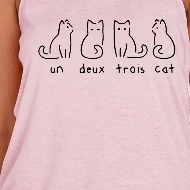 Un Deux Trois Cat Funny Women's Knotted Racerback Tank