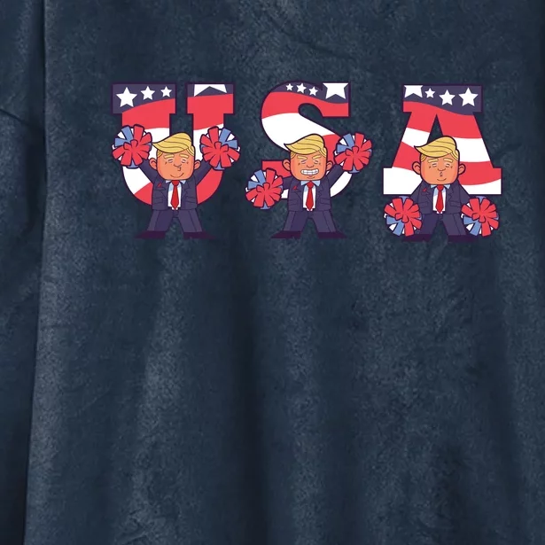 USA Donald Trump Cheer Cartoon Hooded Wearable Blanket