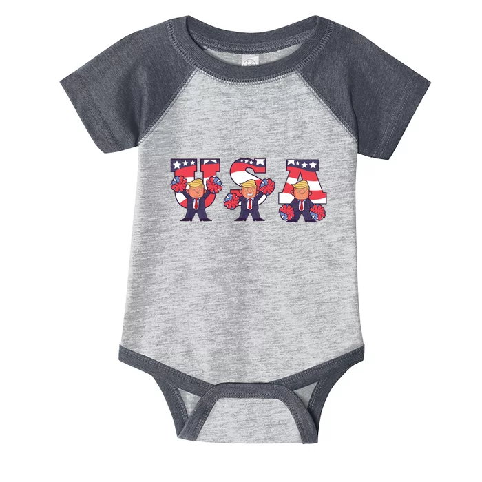 USA Donald Trump Cheer Cartoon Infant Baby Jersey Bodysuit