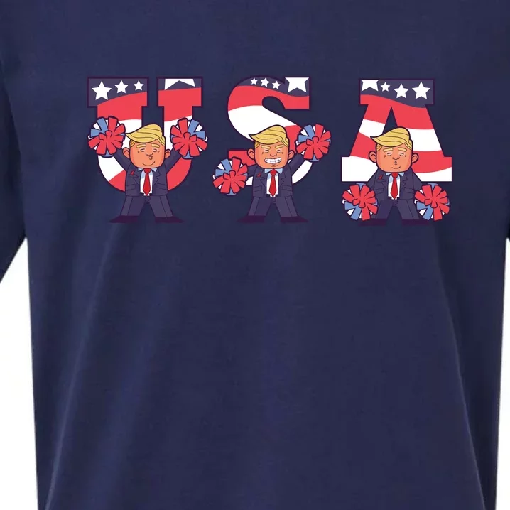 USA Donald Trump Cheer Cartoon Sueded Cloud Jersey T-Shirt