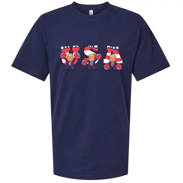 USA Donald Trump Cheer Cartoon Sueded Cloud Jersey T-Shirt