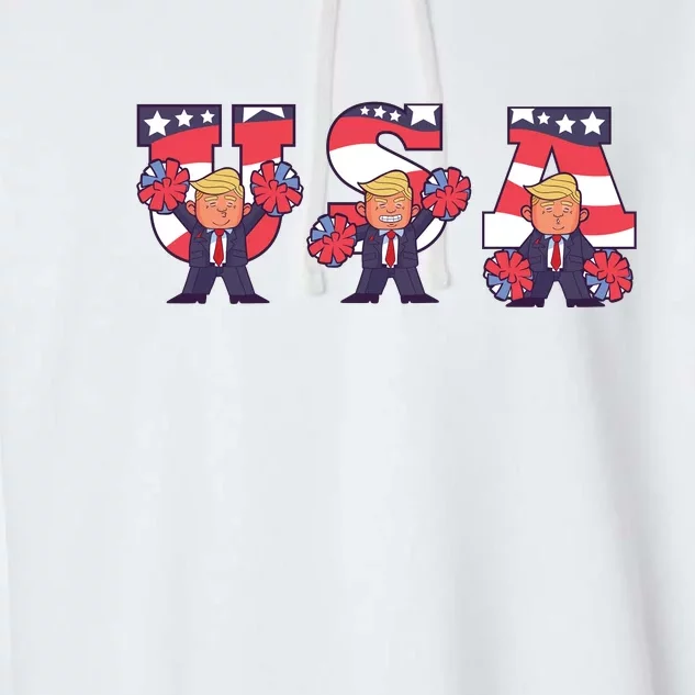 USA Donald Trump Cheer Cartoon Garment-Dyed Fleece Hoodie