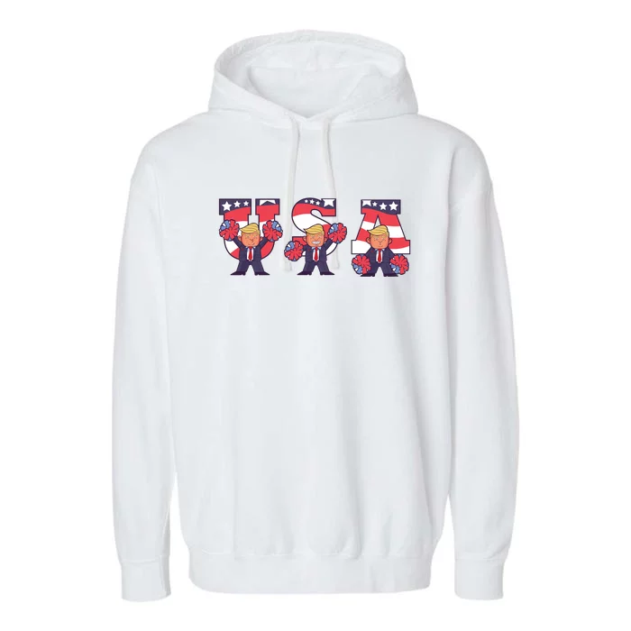 USA Donald Trump Cheer Cartoon Garment-Dyed Fleece Hoodie