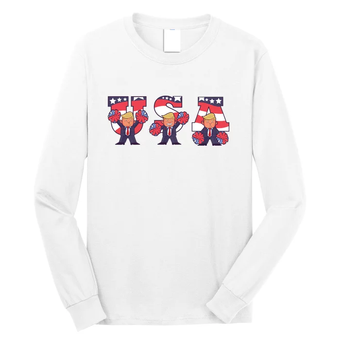 USA Donald Trump Cheer Cartoon Long Sleeve Shirt