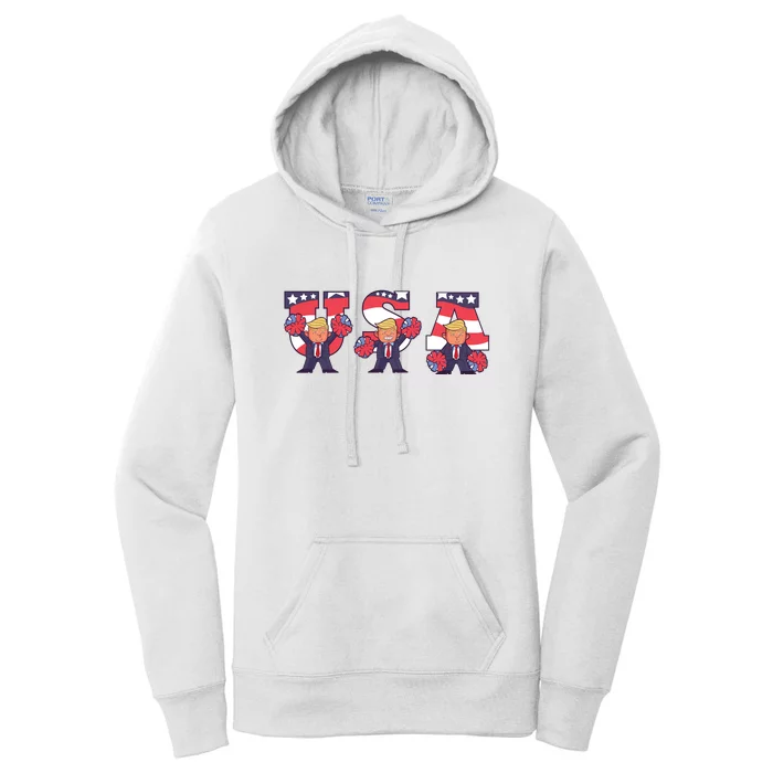 USA Donald Trump Cheer Cartoon Women's Pullover Hoodie