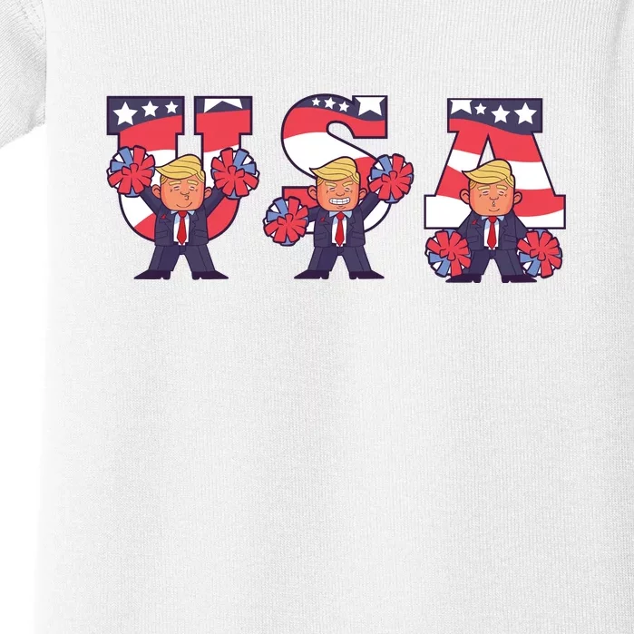 USA Donald Trump Cheer Cartoon Baby Bodysuit