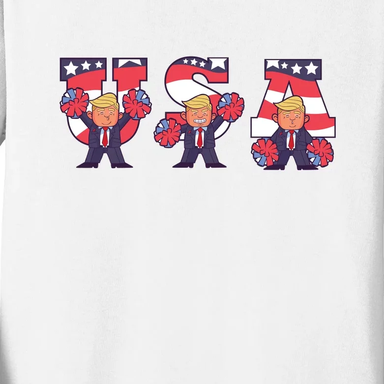 USA Donald Trump Cheer Cartoon Kids Long Sleeve Shirt