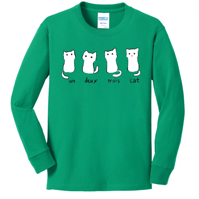 Un Deux Trois Cat Kids Long Sleeve Shirt