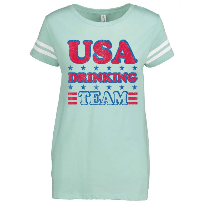 USA Drinking Team 4th Of July Independence Day Drunk Funny Enza Ladies Jersey Football T-Shirt