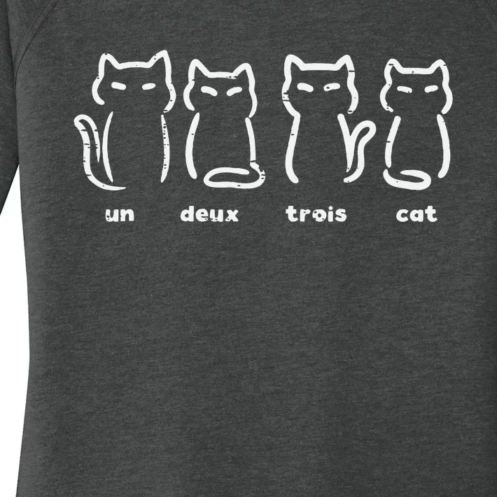 Un Deux Trois Cat Funny French Pun Women Girls Kids Women's Perfect Tri Tunic Long Sleeve Shirt