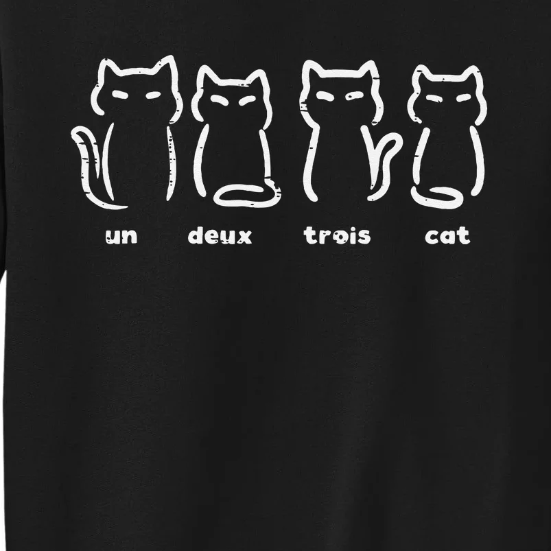 Un Deux Trois Cat Funny French Pun Women Girls Kids Tall Sweatshirt