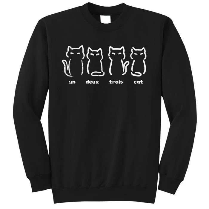 Un Deux Trois Cat Funny French Pun Women Girls Kids Tall Sweatshirt