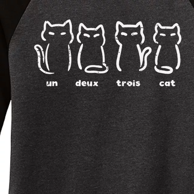 Un Deux Trois Cat Funny French Pun Women Girls Kids Women's Tri-Blend 3/4-Sleeve Raglan Shirt