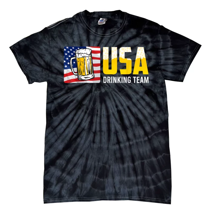 USA Drinking Team Beer Fan Independence Day US Party Tie-Dye T-Shirt