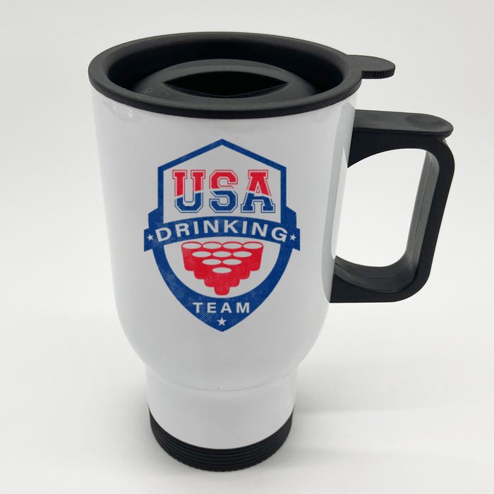 USA Drinking Team 4th Of July Funny Independence Day Drunk Swea Front & Back Stainless Steel Travel Mug